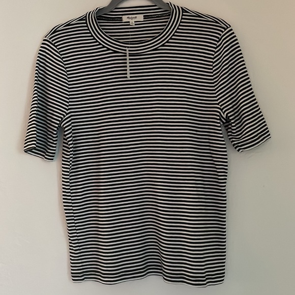 Madewell Lo Fi Tee in Mini Stripe Top Size Medium - Picture 3 of 12